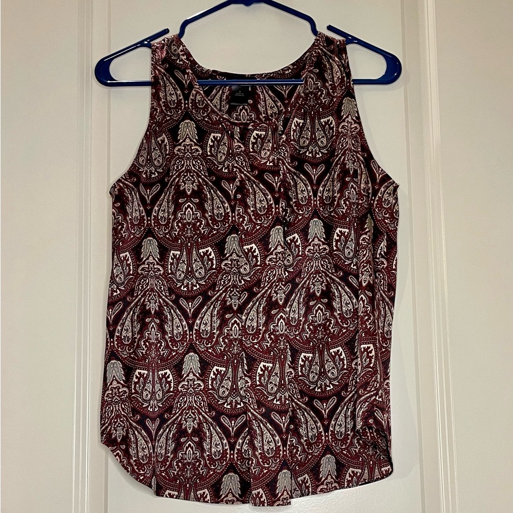 Ann Taylor Paisley Sleeveless Top - Maroon Size S